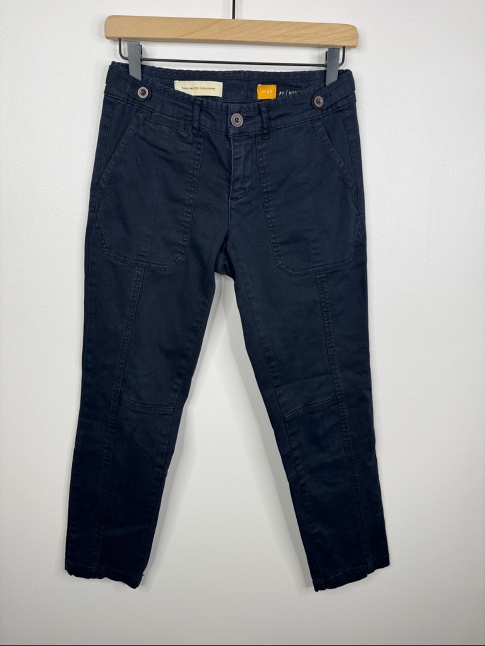 Pilcro Anthropologie Navy Blue Sailor Button Crop Pant 27 Nautical Coastal Boho